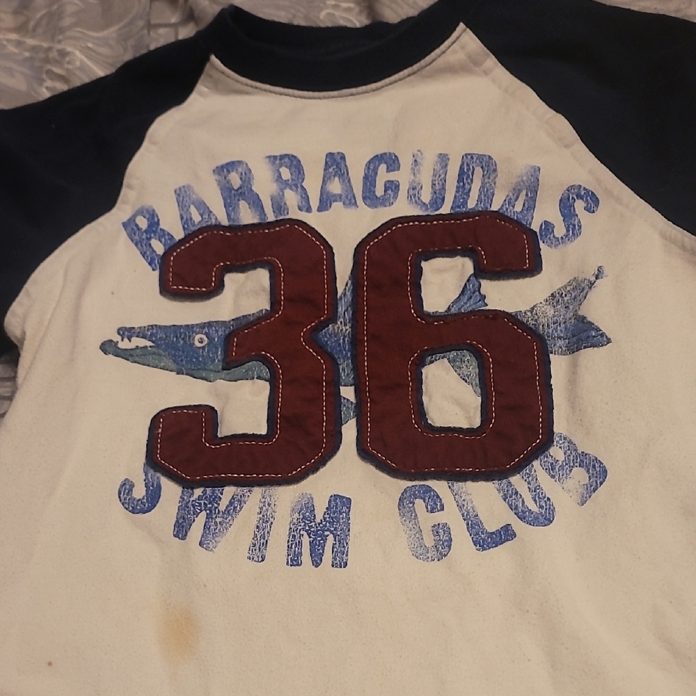 Faded Glory Barracudas Swim Club Shirt - Cream and Blue
